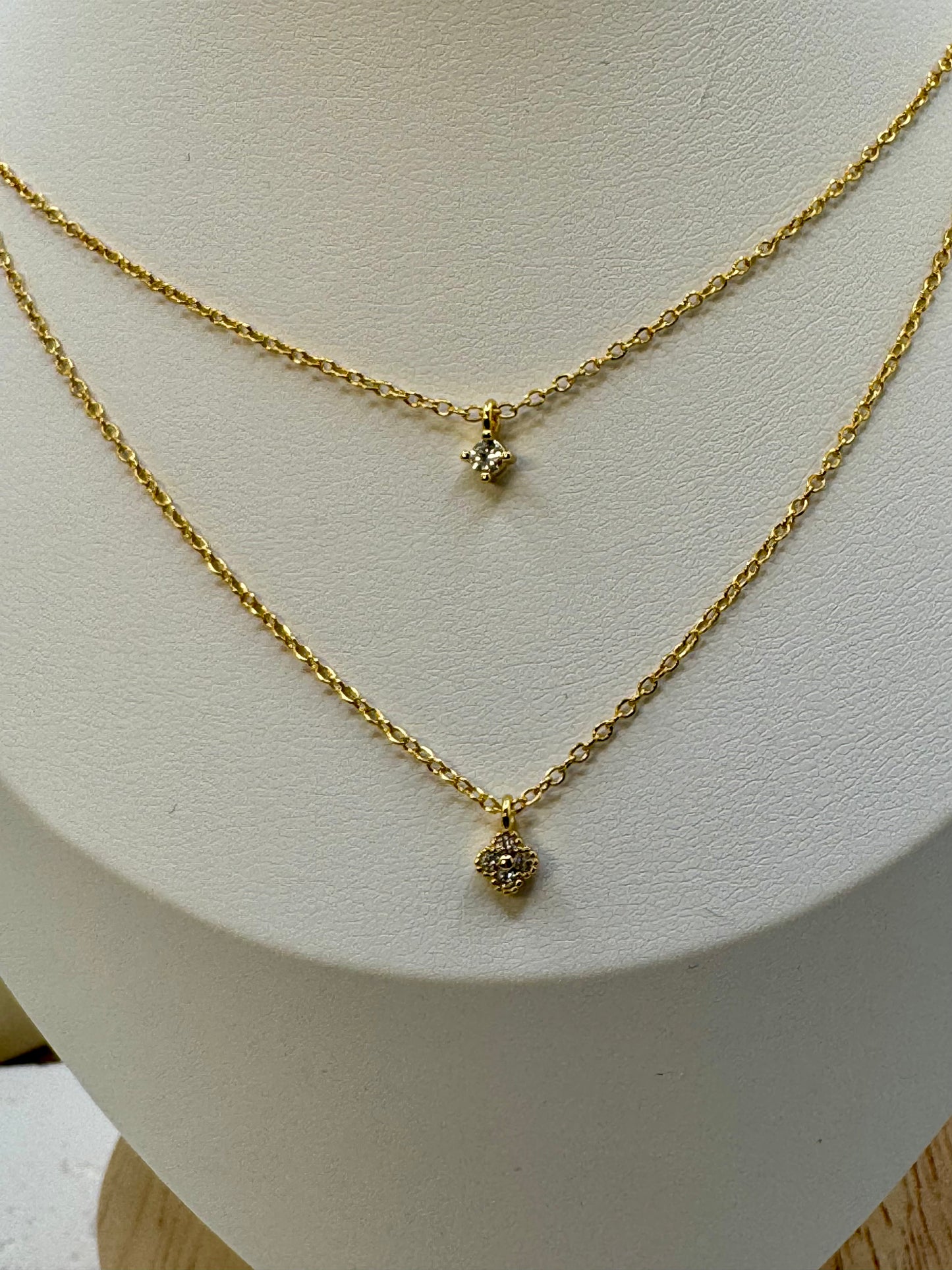 Flower and Four-leaf Clover Double Layer Necklace