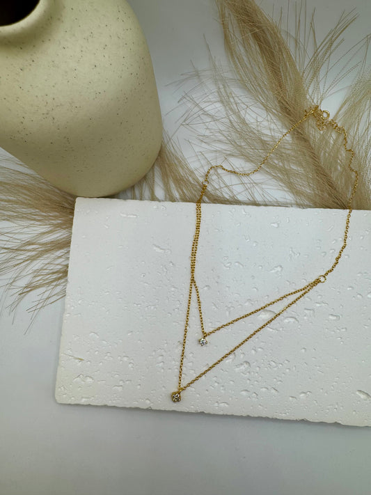 Flower and Four-leaf Clover Double Layer Necklace